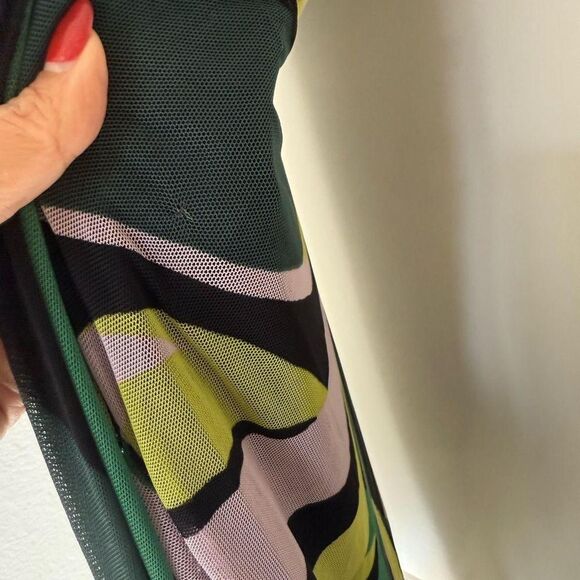 Donna Morgan Abstract Printed Mesh Midi Dress - Picture 5 of 8